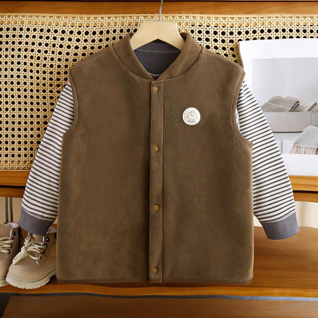 AINI Kids' Orlon Fleece Vest - Warm, Sleeveless, Stand-up Collar for Boys and Girls, Ideal for Spring and Autumn.