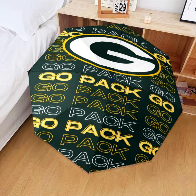 Green Bay Packers Fan Gear Umbrella Folding umbrella, automatic umbrella 8-Frame for Travel, camping Use Gift for Halloween Christmas