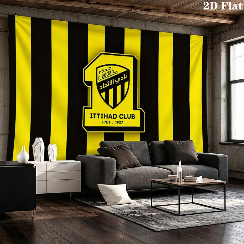 1ttihad Club Wall Tapestry Aesthetic Wall Hanging Printed Fabric Blanket Decorative Tapestries for Bedroom Living Room Home Decor
