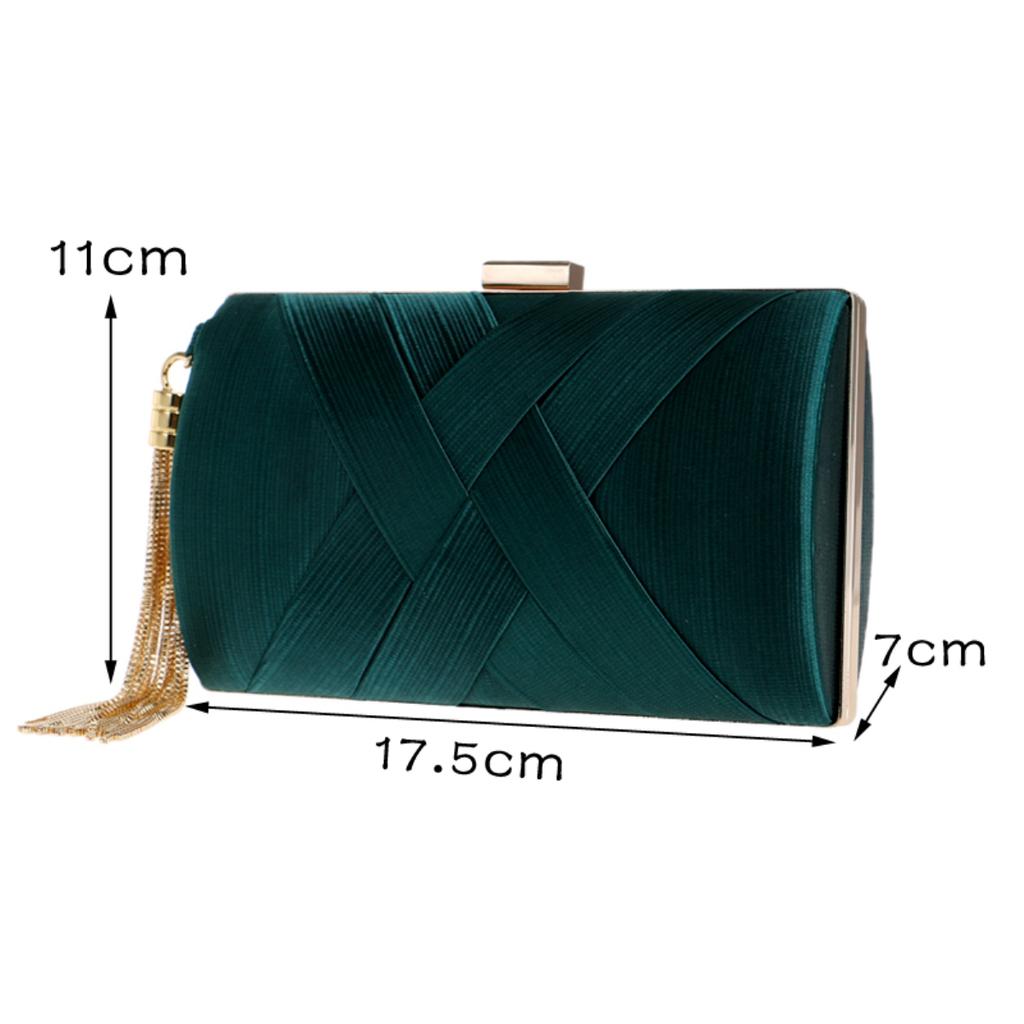 Chain Shoulder Mixed Fashion Party Wedding Handbags Purse Metal Tassel Women Evening Bags Criss-Cross Satin Clutches