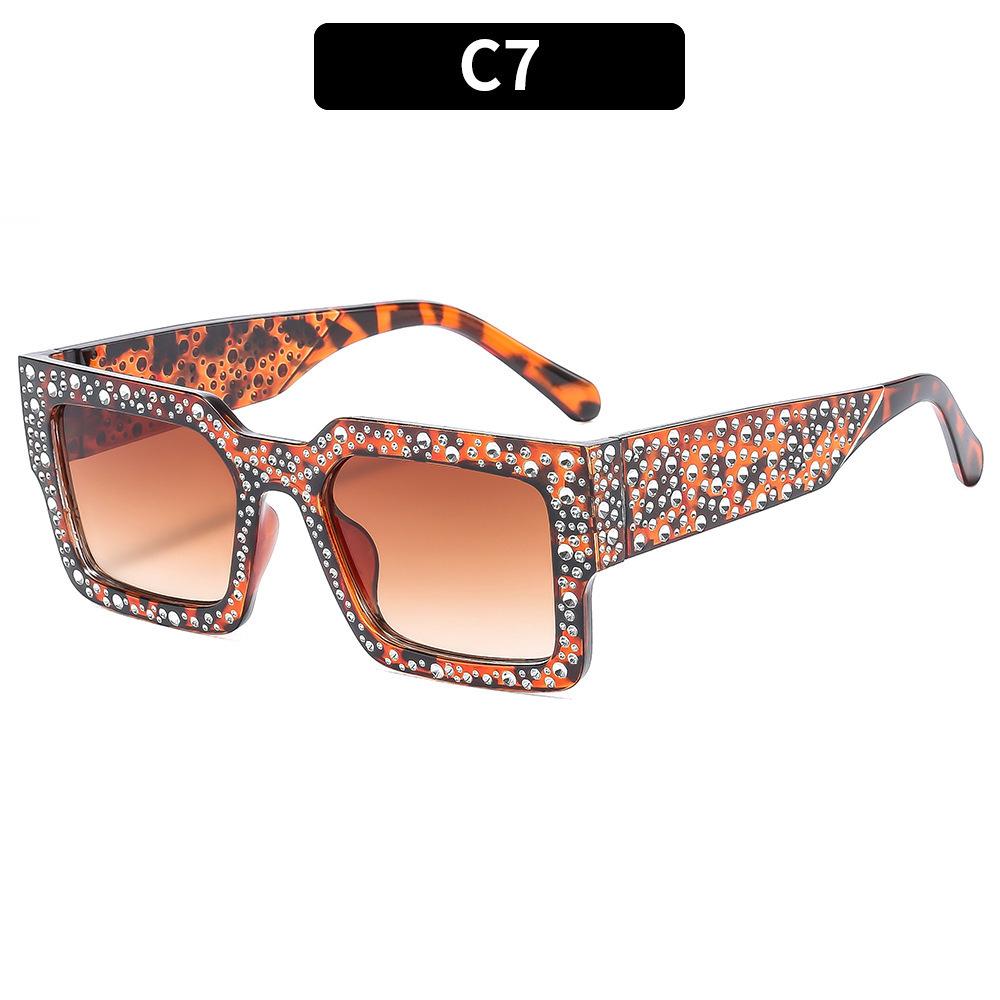 Fashion Large Frame Square Sunglasses, Personalized Versatile And Thin Retro Sunglasses, Women'S Street Photography Glasses With Diamonds
