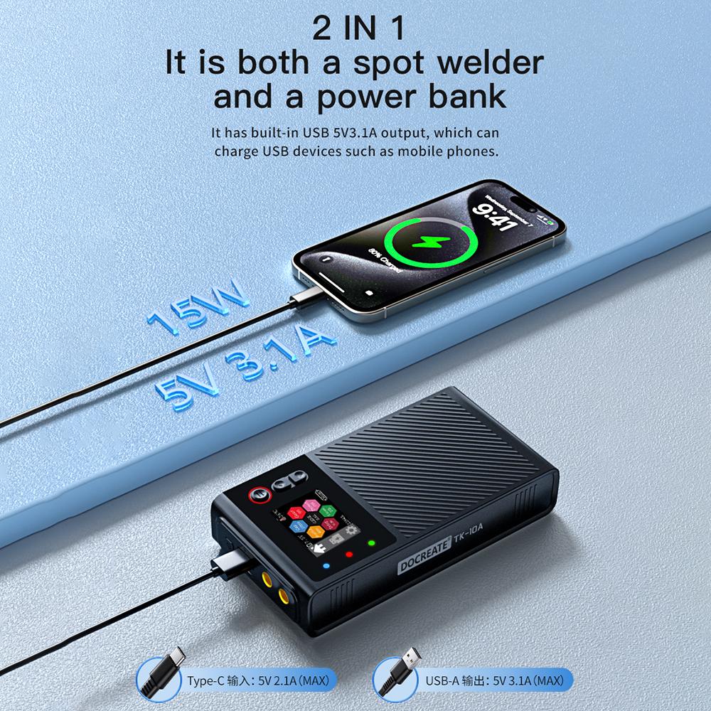 TK-10A Spot Welding Machine 8000mAh Portable 99 Level Intelligent Adjustable Spot Welder 1.8-Inch LCD Color Screen Spot Welder