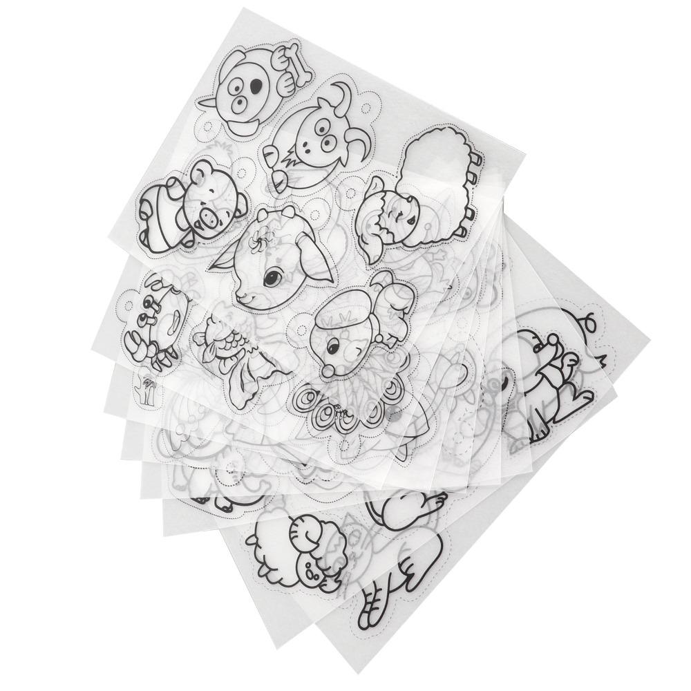 8pcs Colorable Shrink Plastic Sheets Hand Painted Shrink Film Sheets DIY Ornaments
