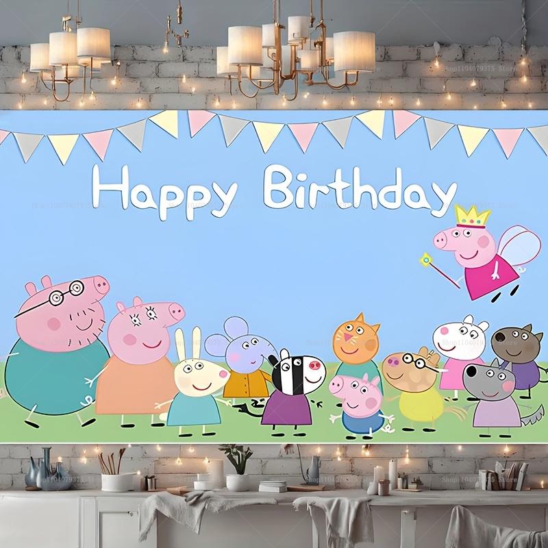 Happy Birthday Peppa Pig Image Backgrounds, Suitable For Boys And Girls, Parties, Parties And Birthday Celebration Banners.