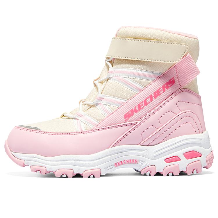 Skechers Kids Winter Thick Retro Trendy Plush High-Top Outdoor Sports Warm Boots Kids boots Pink 664200L-NTPK 35