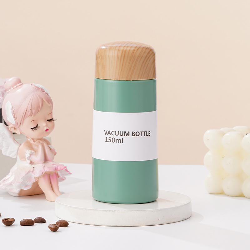 304 Stainless Steel Portable Thermos - Mini Wood Grain Water Cup for Students and Couples