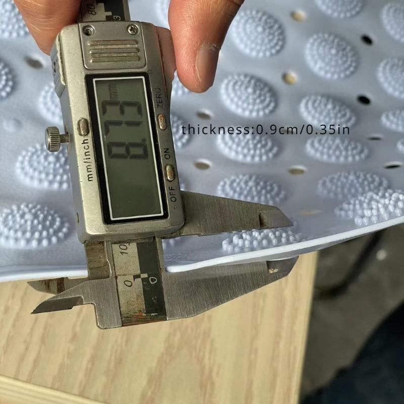 Non-Slip PVC Bath Mat with Massage Buttons - Light Blue & Multi-Color Polka Dot Pattern, Rectangular Shower and Bathroom Safety Mat, Bath Accessories