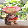 Enchanting Hedgehog Mushroom Resins Figurine Statue with Bird Feeder for Outdoor Garden Lawn Patios Decorative Ornament