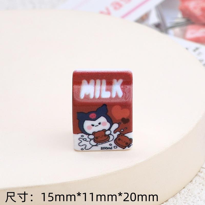10Pcs Models Resin Cute Cartoon 3D Animal Milk Box Series Scrapbook Diy Jewelry Hair Clips Phone Case Ornament Accessories A20