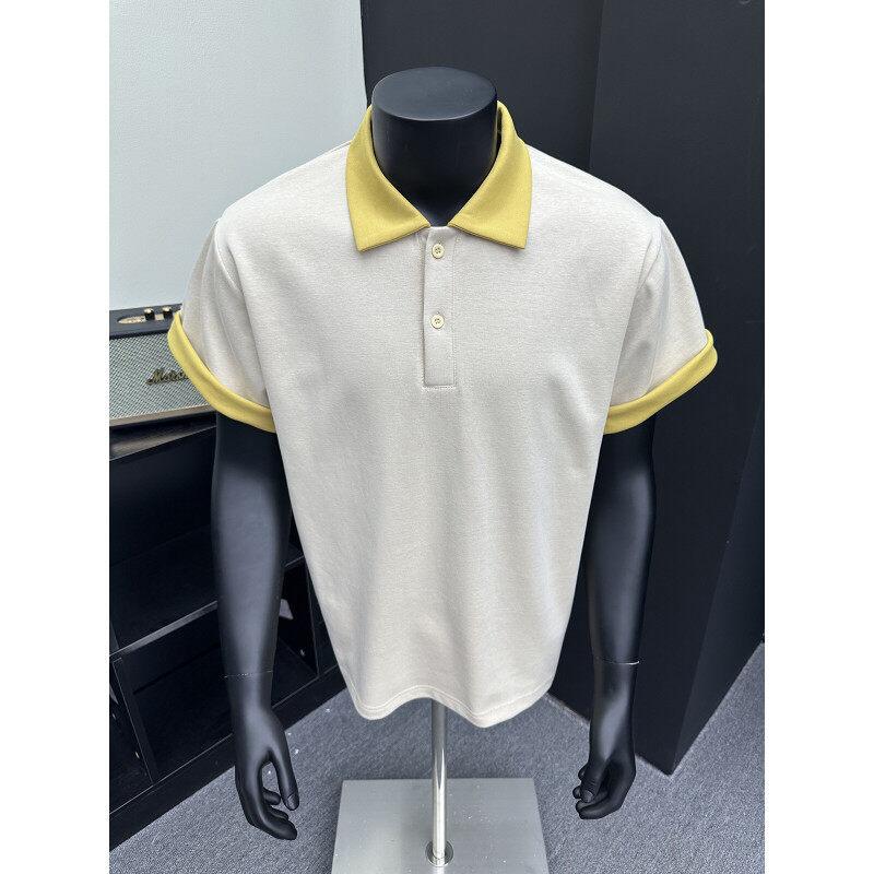 

2025 Новая модная свободная удобная мужская рубашка поло без рукавов с лацканами 3XL абрикосовый