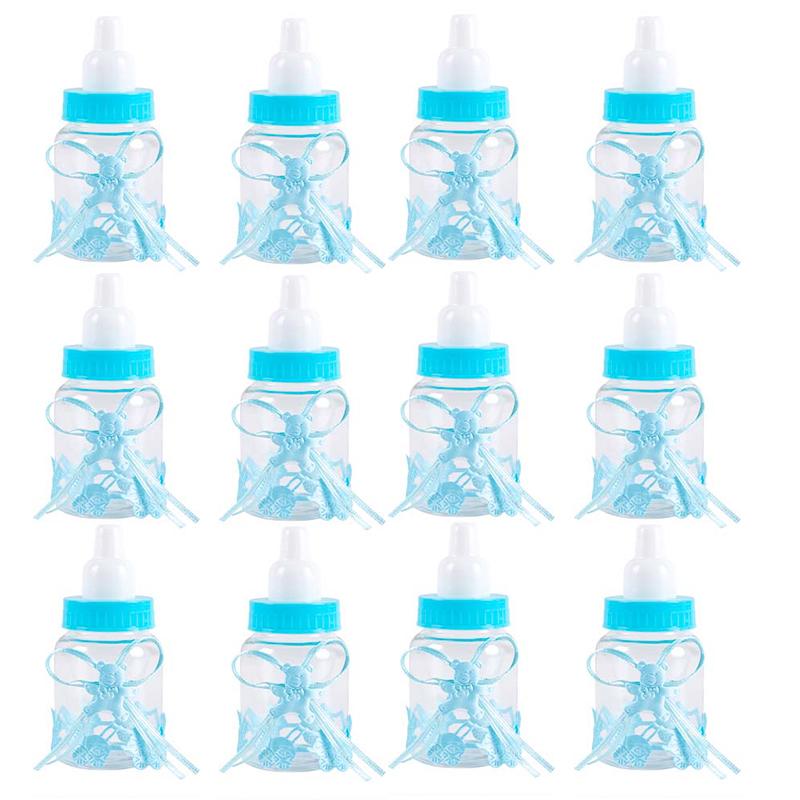 6/12pcs Blue Pink Baby Shower Gift Box Bottle Boy Girl Birthday Party Favors Gift Favorite Baptism Christening Candy Boxes