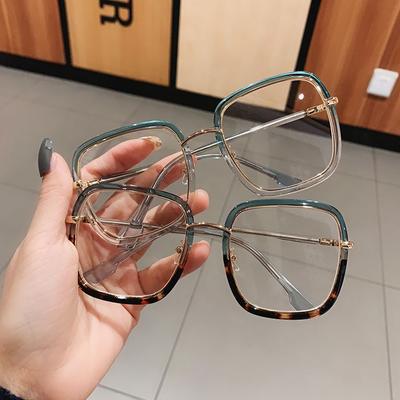 Vintage Large Square Eyeglasses Men Women Anti Blue Light Glasses Frame Blocking Blue Ray Oversized Spectacles Frames Oculos