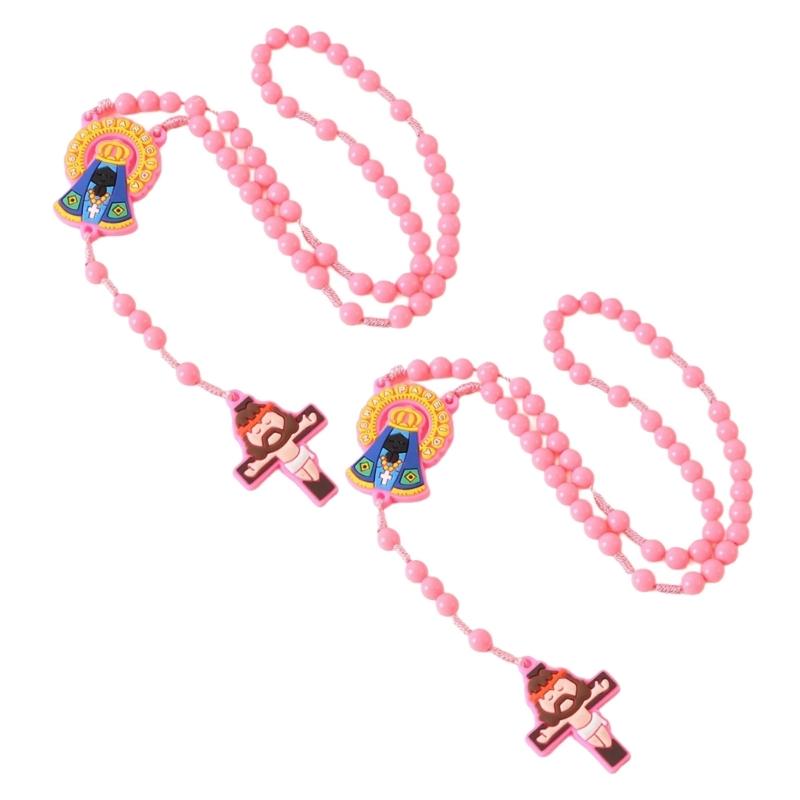 Pack of 2 Kids Prayer Beads Religious Necklace Catholic Rosary Gift for Holidays