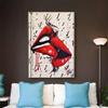 Red Lip Poster Canvas Printing Kiss Love Poster and Printing Modern Wall Art Hanging Picture Home Decoration