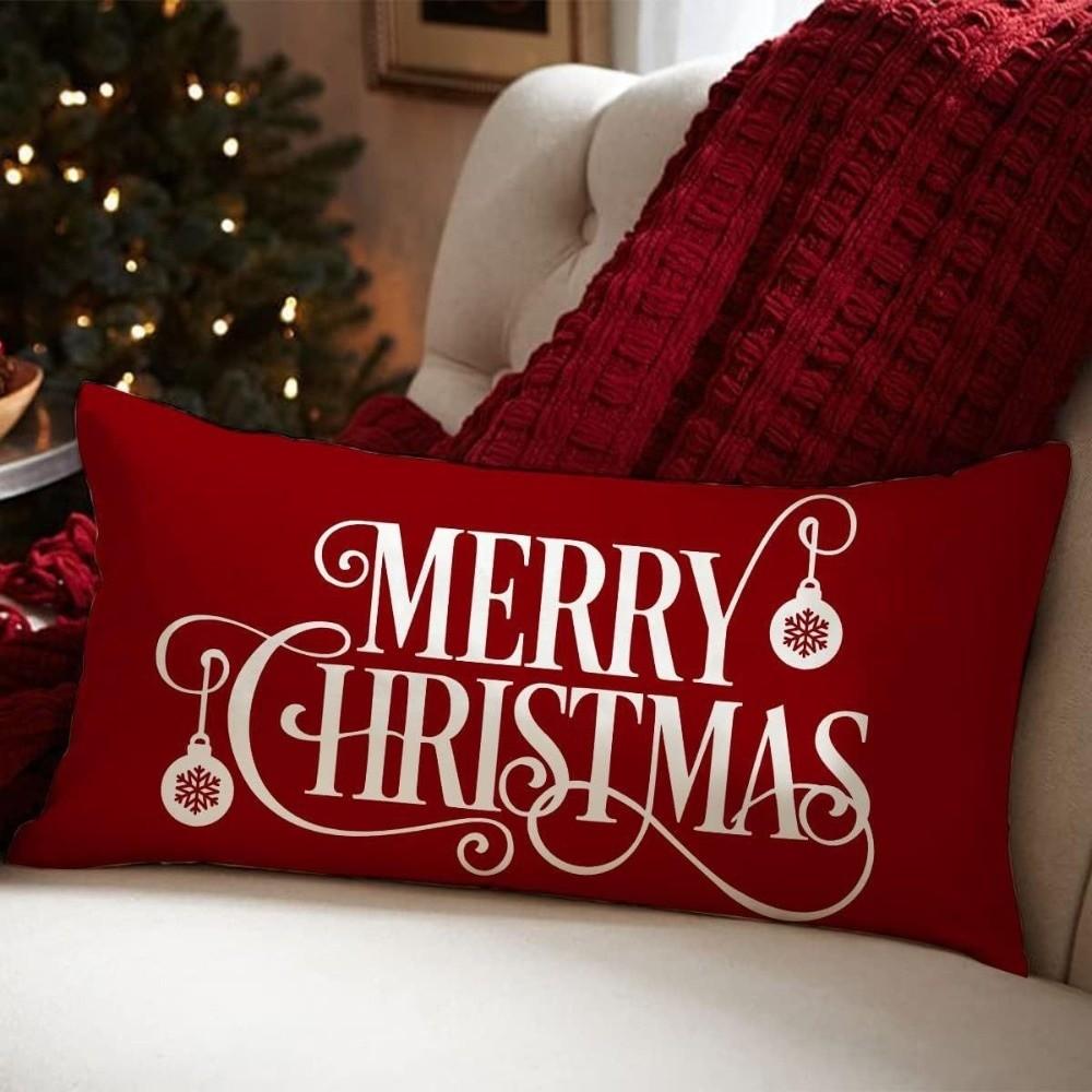 Rectangle Christmas Pillow Cover Linen Cloth Decorative Pillow Cover  Christmas Decor