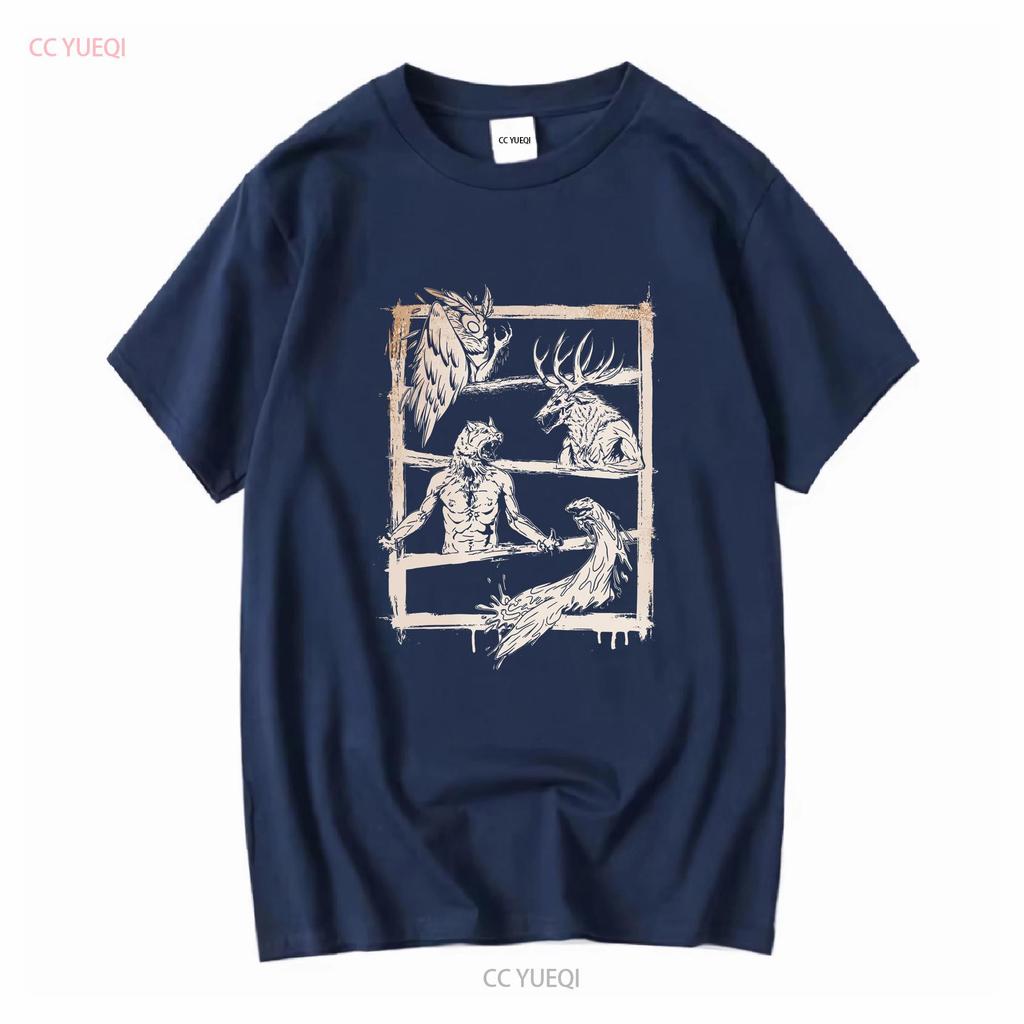 New Limited Cryptid Legends Mothman Wendigo Dogman Lake Monster T Shirt vintage Washed homme Versatile Unisex designer clothes