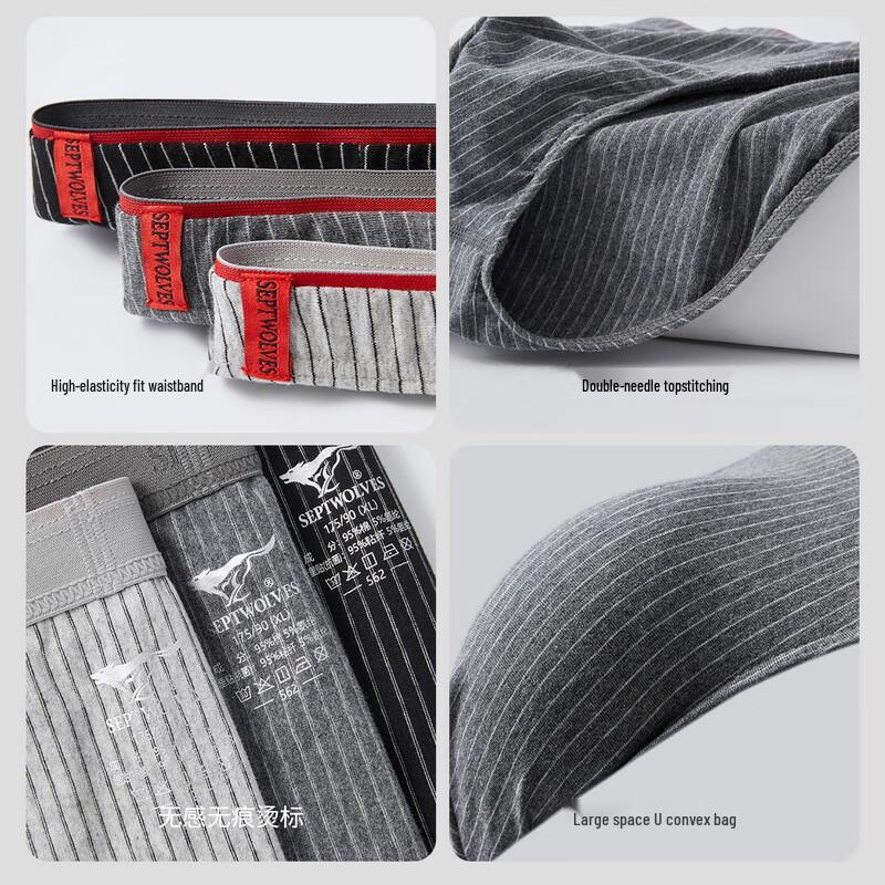 Seven Wolves Men's Pure Cotton Antibacterial Briefs (3-Pack)