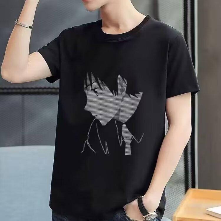New] Summer round neck short-sleeved T-shirt men's casual versatile tops cartoon avatar T-shirt men's clothing