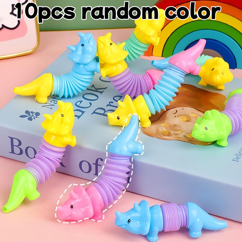 10/30 Stück DIY Farbe Dehnbarer Schlauch Dinosaurier Spielzeug Fidget Spielzeug Puzzle Stressabbau Spielzeug Autismus Sensorisch Quetsch-Geschenk für Jungen und Mädchen