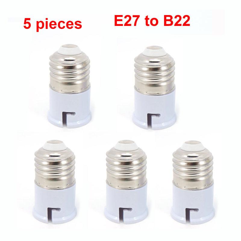 

Цоколь светодиодной лампы Переходник B22 на винт E27 на B22 Держатель адаптера для лампочки Адаптер переменного тока Детали освещения E27 to B22 5pcs