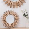 Sun Shape Wooden Round Mirrored Innovative Decors Makeup Mirrored Wall Mirrored