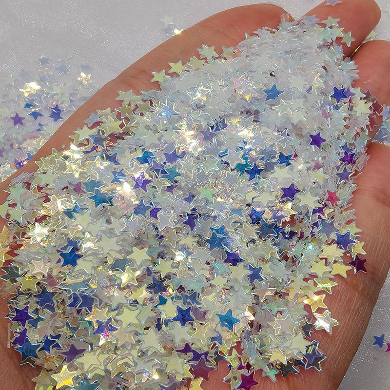 

Прозрачный точечный золотой блестящий макияж для глаз и украшения ногтей с блестящими бусинами для поделок своими руками 4mm five-pointed star - 10g/bag прозрачный/золотой