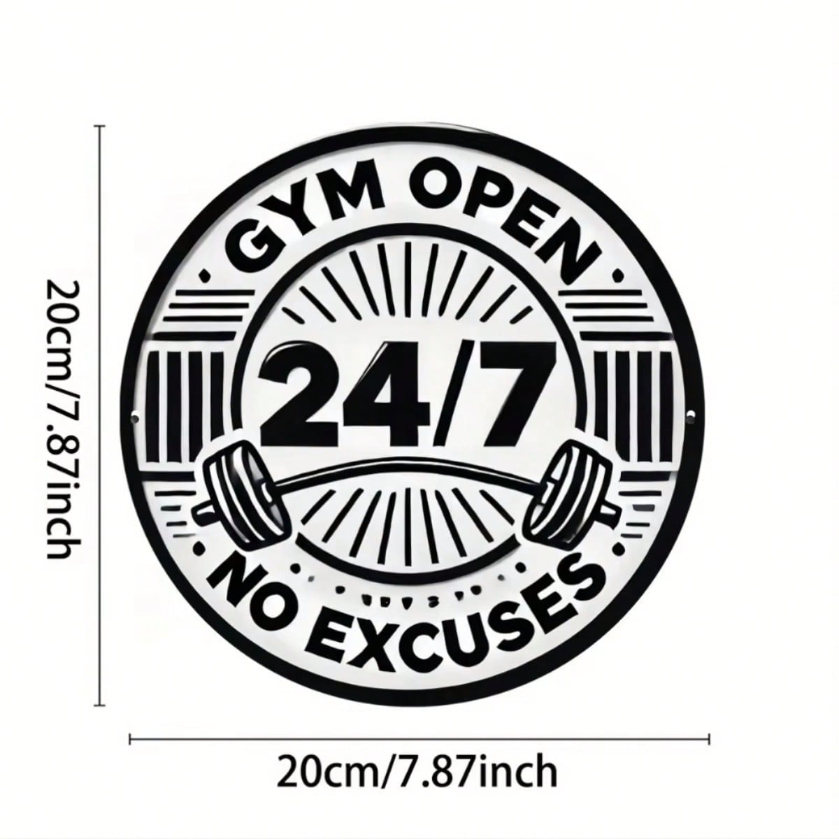 

Metal Wall Poster Vintage Gym Sign 24/7 No Excuses Fitness Decor