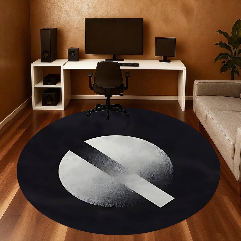 1pc No Smoking Round Chair Mat Area Rug - Non-Slip, Floor Mat for Office, Bedroom, and Indoor Decor -1002261