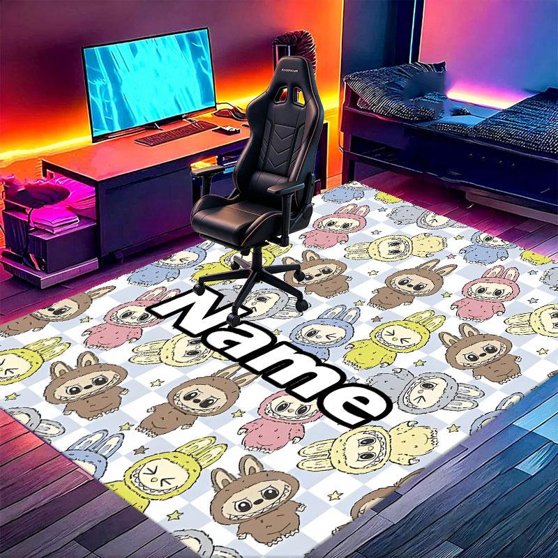 Custom Name Personalized Labubu Print Carpet, Versatile Home Decor Rug, for Playroom, Apartment, Balcony, Entryway, Hallway Gift