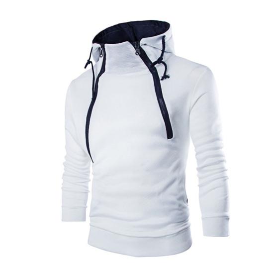 Мужское худи контрастных цветов со шнурком, повседневное, с длинным рукавом, облегающее, осеннее худи для повседневной носки M белый
