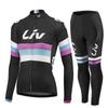 Womens Long Sleeve Cycling Jersey Set Breathable Tour De France Style Riding Kit
