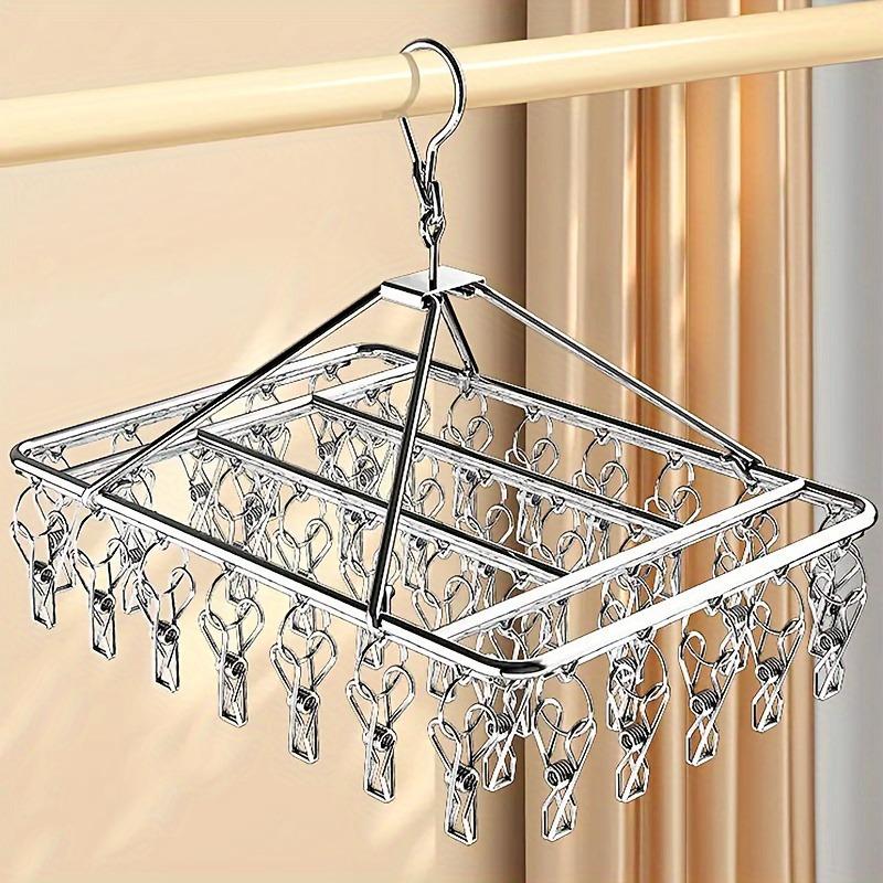 Stainless Steel Clothes Drying Rack - Accessory Clips Windproof Hanging Socks and Underwear Organizer Accessories 30pcs чёрный 1240₽