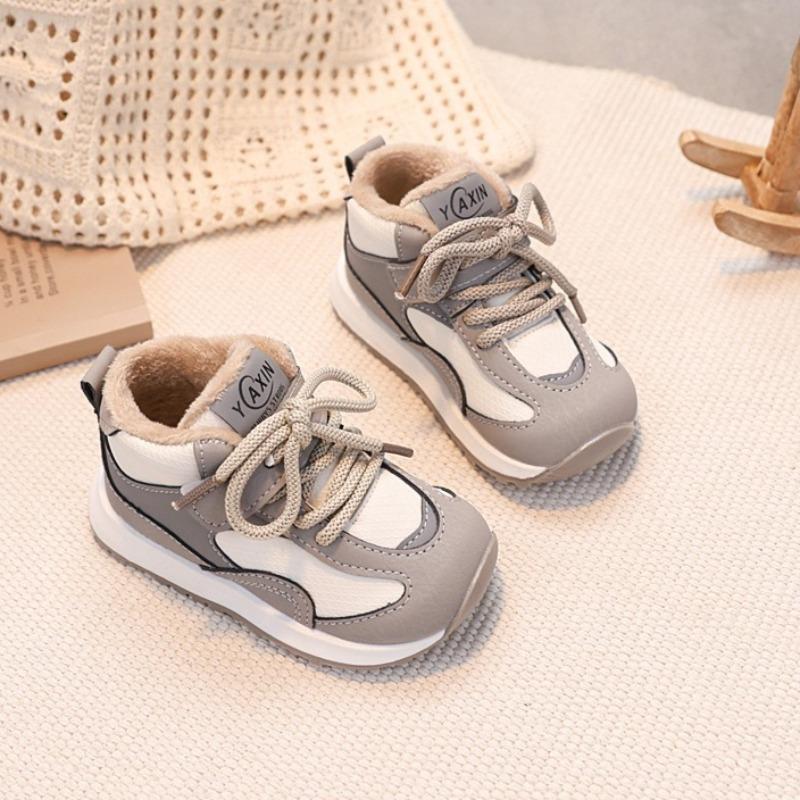 Zimowe Modne Bawełniane Buty Dziecięce dla Chłopców Miękkosolowe Wszechstronne Buty Codzienne Podwójna Bawełna Podszyte Polarem Ciepłe Buty do Biegania