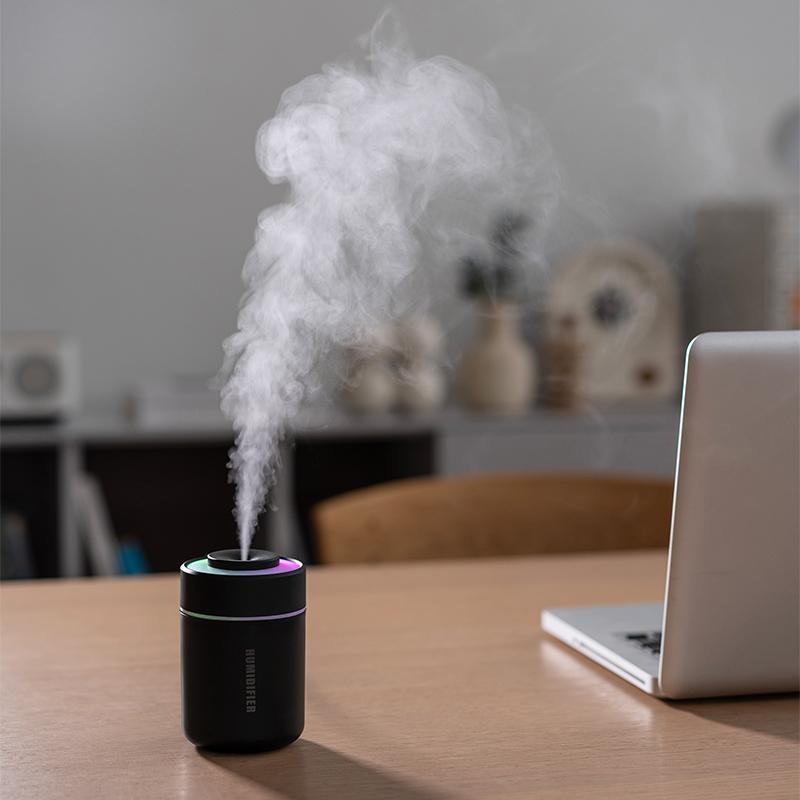 

Мини-увлажнитель для густого тумана, красочный свет, USB, компактный, для офиса, спальни, увлажнитель с меняющимся цветом, увлажнитель с окружающим светом чёрный