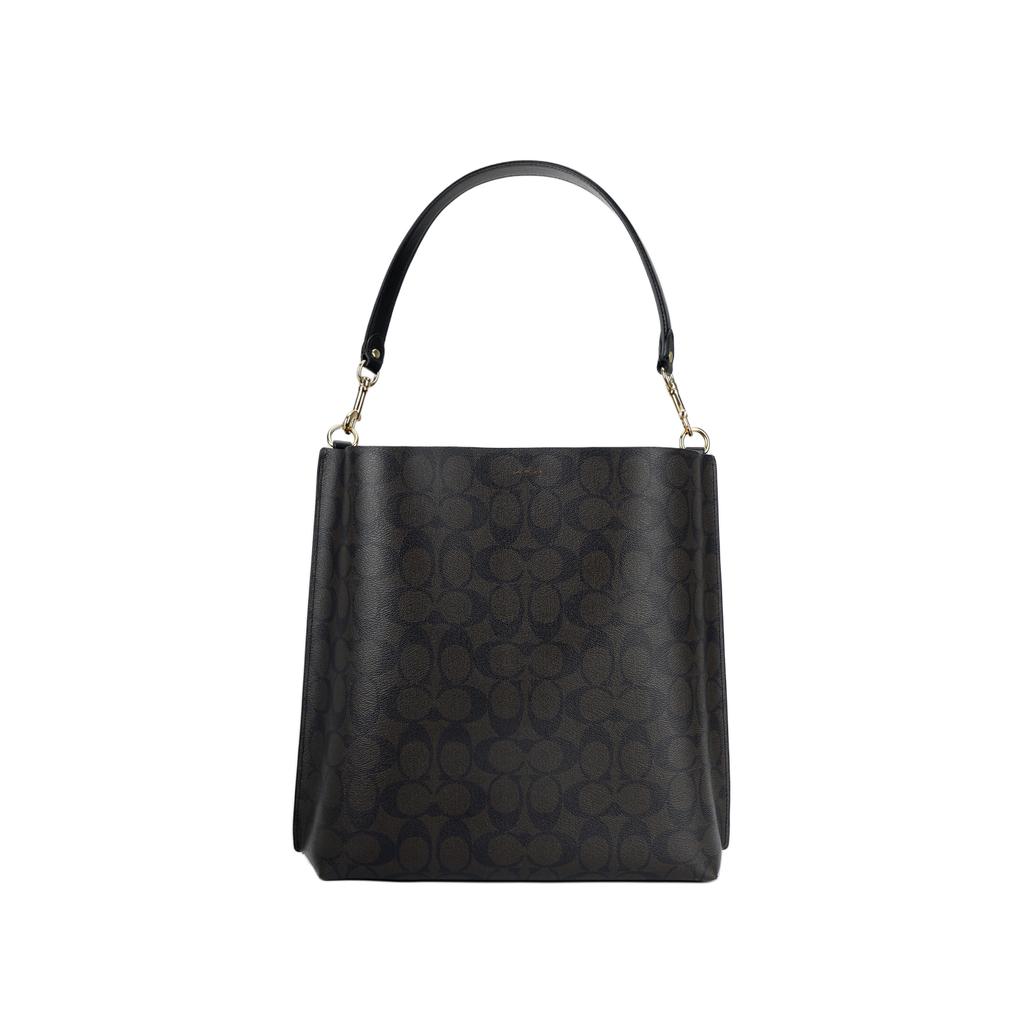 Coach Mollie Classic Monogram Signature Coated Canvas With Smooth Leather Bucket Bag Women bags Brown Black CA561-IMAA8
