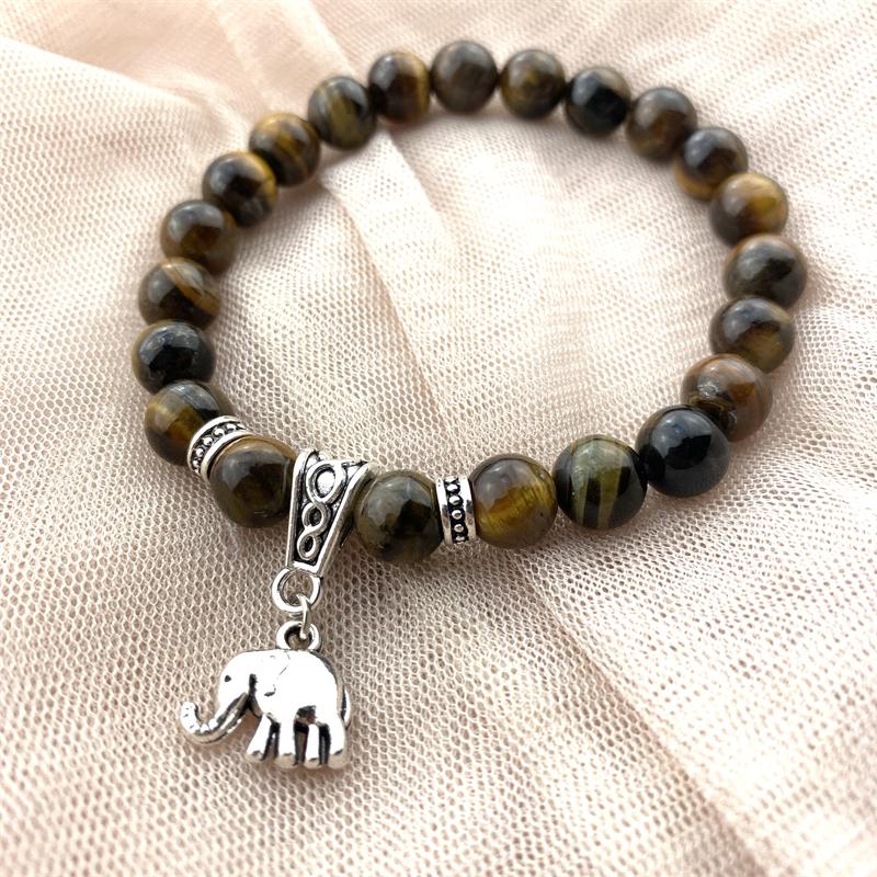 Lucky Natural Stone Beaded Bracelet Fashion Cute Elephant Unisex Bracelet Jewelry Bracelet