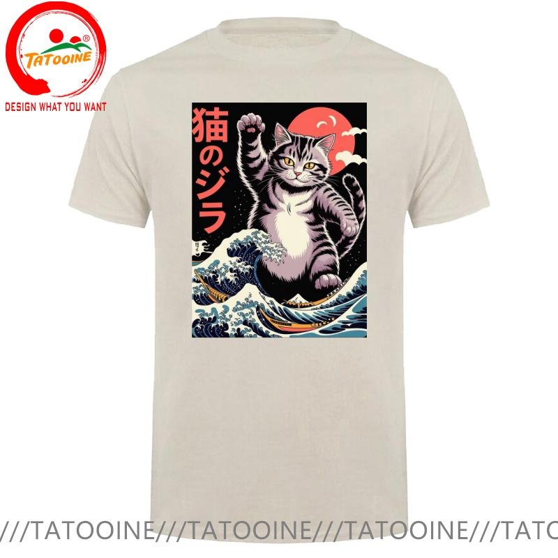 Funny Design Japanese Style The Great Kanagawa Cat Sred Doublet Unisex Fashion Trendy Casual Clothing Stylish Tops Tee Shirt Leisu