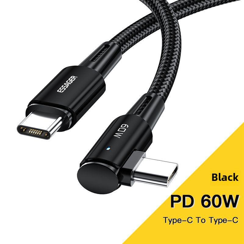 

ESSAGER Morning Light Series 100W PD Fast Charging Elbow Cable for Mobile, Gaming & Laptop 2m