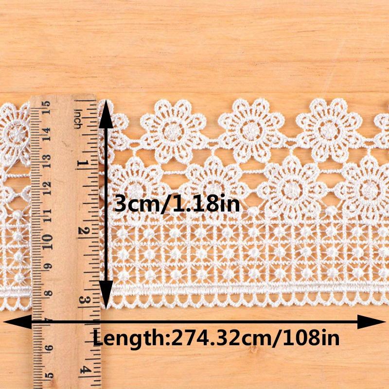 3 Yards/Roll White Black Lace Flower Trim, DIY Ribbon, Dress Decor, Sewing Craft, Trim & Embellishments
