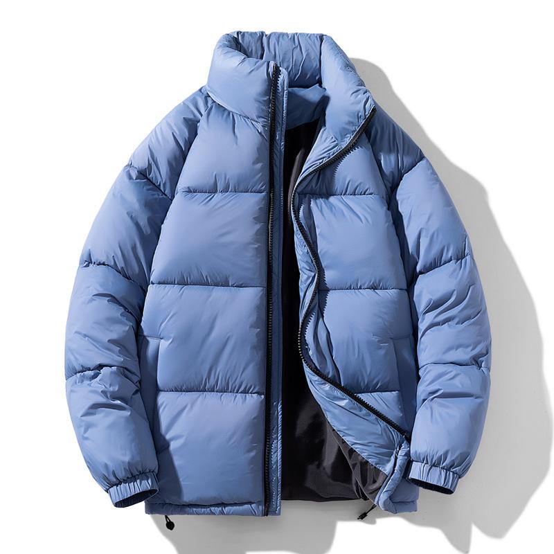 Winter Adjustable Hem Padded Jacket Korean Version Loose Solid Color Stand-up Collar Thickened Youth Cardigan Padded Jacket