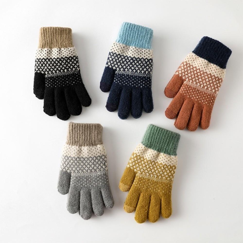 Thickened Winter Knitted Gloves Windproof Wool Gloves Fashion Touch Screen Gloves for Men Women