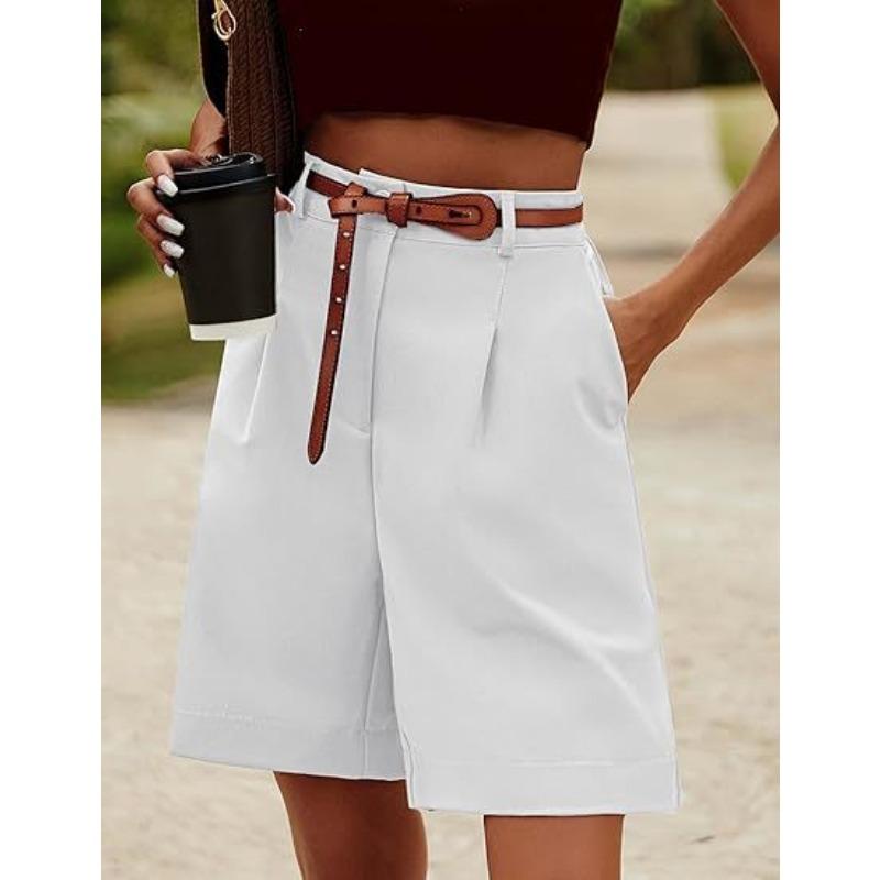 Women Casual Elastic Waist Wide Pants Summer New Shorts with Pockets