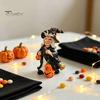Artistic Resin Desktop Figurines Halloween Witch Pumpkin Figurine, Vintage Hand-Painted Ornament, Spooky Tabletop Party Table Centerpieces Decor