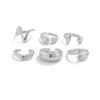 Irregular Glossy Metal Open Rings For Women Vintage Punk Gold Silver Color Personality Finger Ring Female Jewelry
