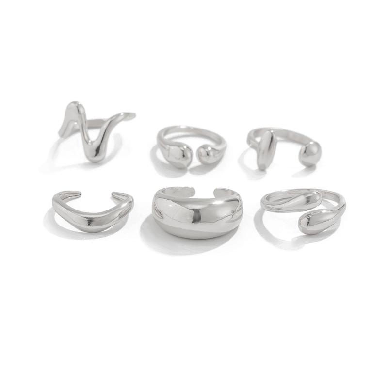 Irregular Glossy Metal Open Rings For Women Vintage Punk Gold Silver Color Personality Finger Ring Female Jewelry