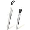 1-5PCS Anti-Slip Rubber Coated Precision Tweezers Set,Straight/Bent Flat Tip for Jewelry,Electronics Repair,Nail Stamping DIY