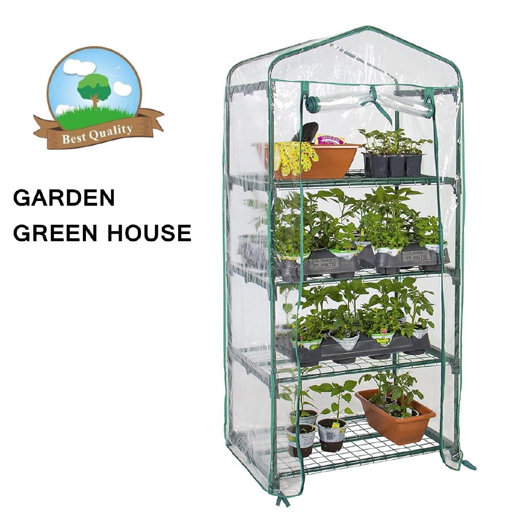 NEW Green Large Garden Greenhouse 4-Tier Tall Green Hot Plant House Shed Storage PVC Warm Garden Tier Cover with Stand