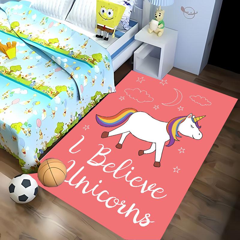 Cute Unicorn 3D HD Cartoon Area Carpet,Rug for Living Room Tapete for Bedroom Sofa Kitchen Doormat Decor,Kids Non-slip Floor Mat