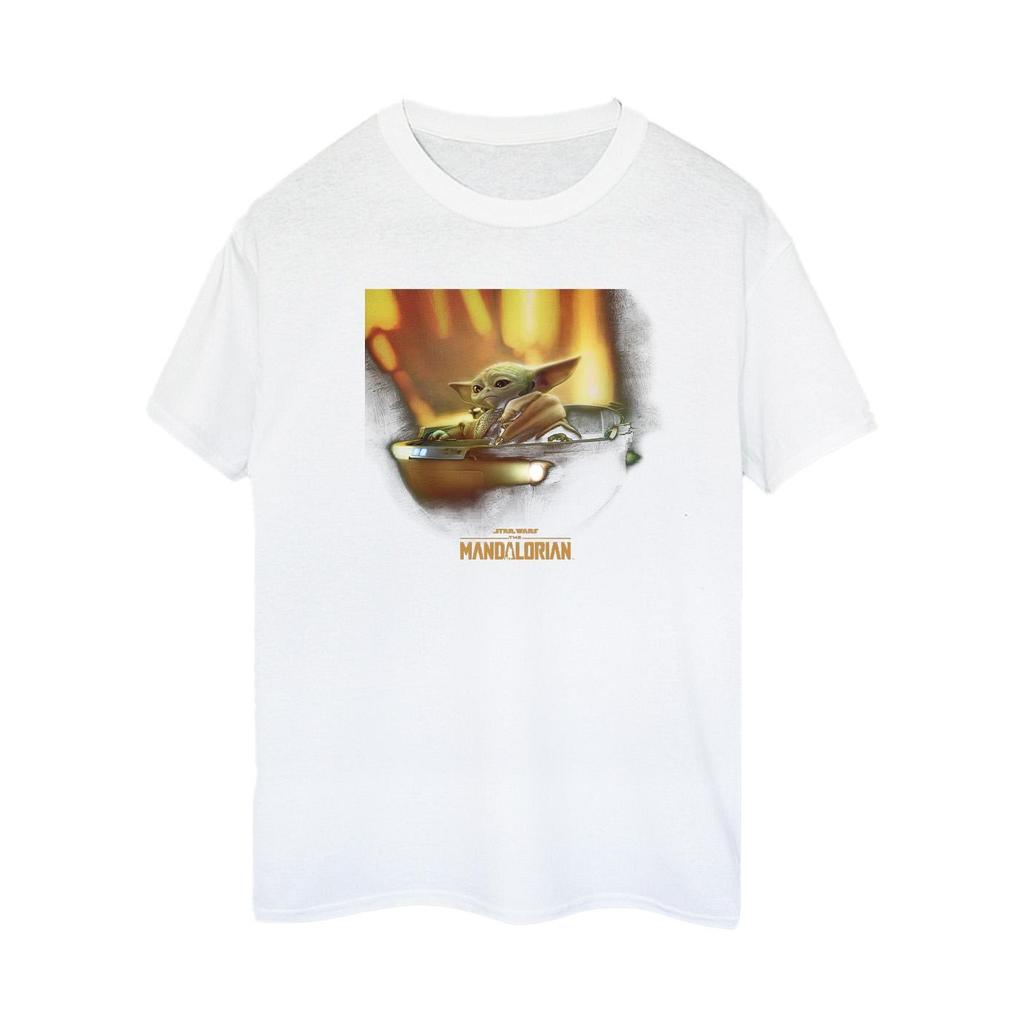 STAR WARS Womens/Ladies The Mandalorian Grogu Painted Cotton Boyfriend T-Shirt