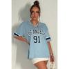 Sommer Damen Los Angeles Nr. 91 Sportbekleidung Trikot T-Shirt V-Ausschnitt Locker Mode Streetwear Kurzarm Freizeit Urlaubs Oberteil